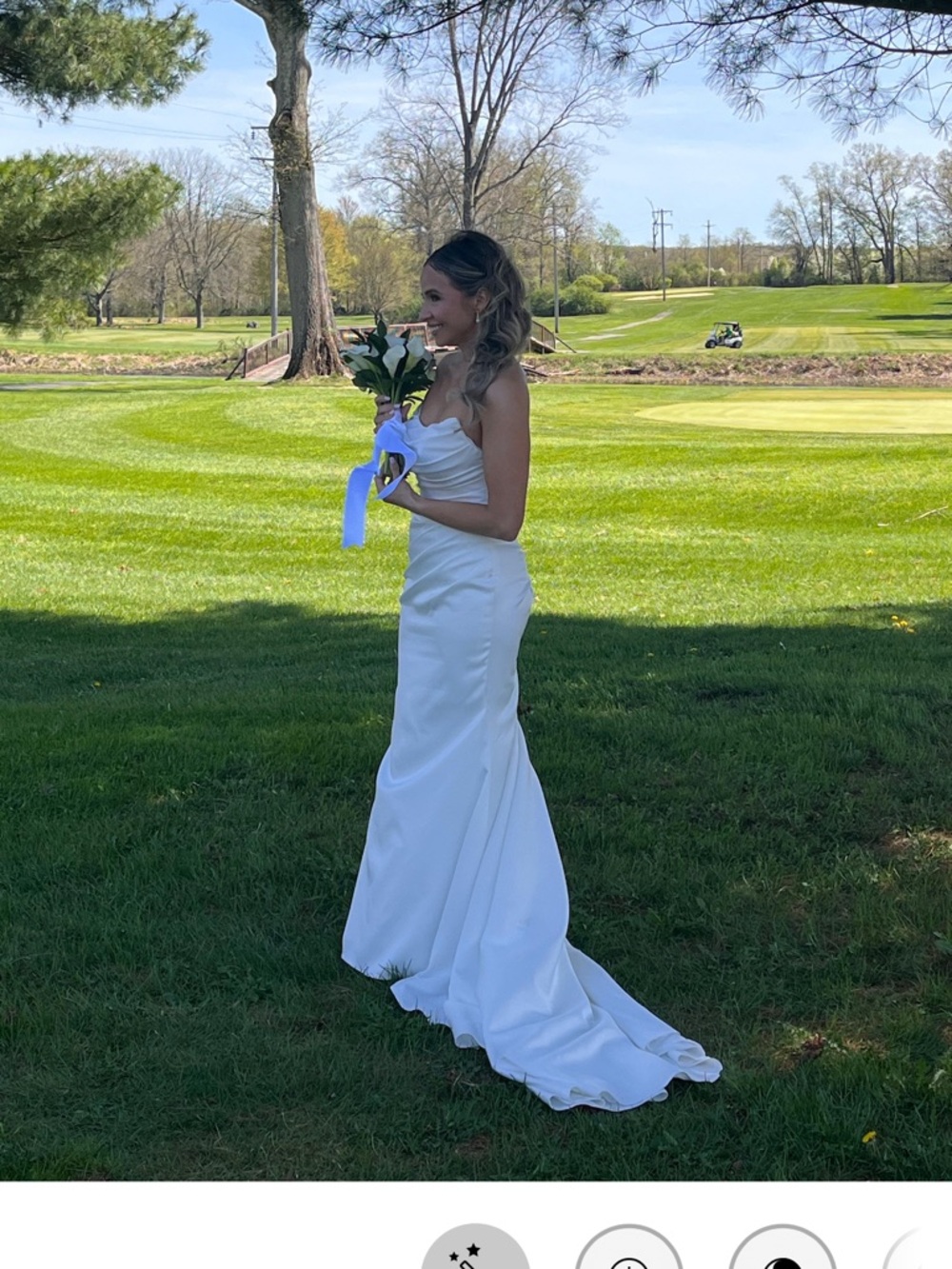 Strapless White Satin Wedding Dress